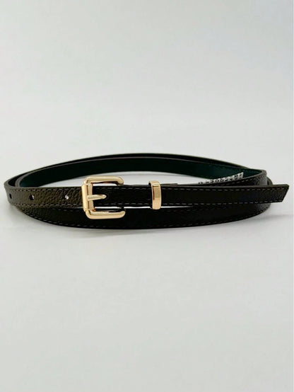 Cinto Feminino de Couro Legítimo com Fivela Quadrada