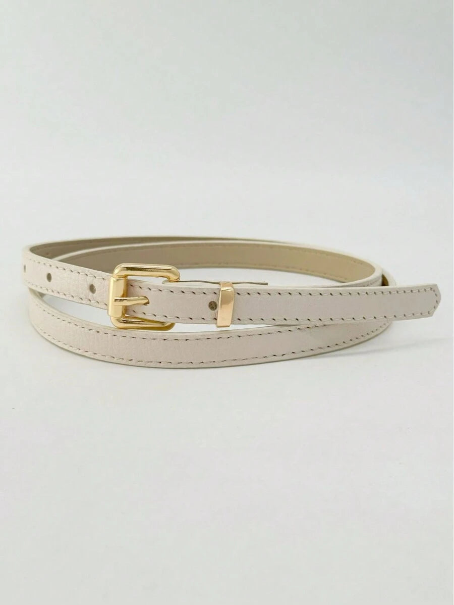 Cinto Feminino de Couro Legítimo com Fivela Quadrada