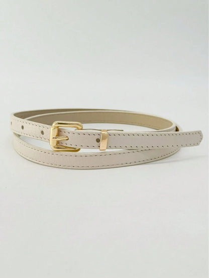 Cinto Feminino de Couro Legítimo com Fivela Quadrada