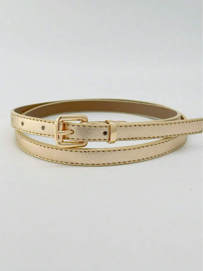 Cinto Feminino de Couro Legítimo com Fivela Quadrada