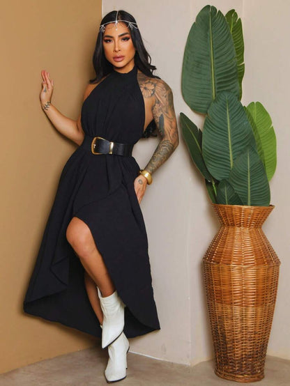 Vestido Laranja Verão Soltinho Elegante com Gola Colarinho