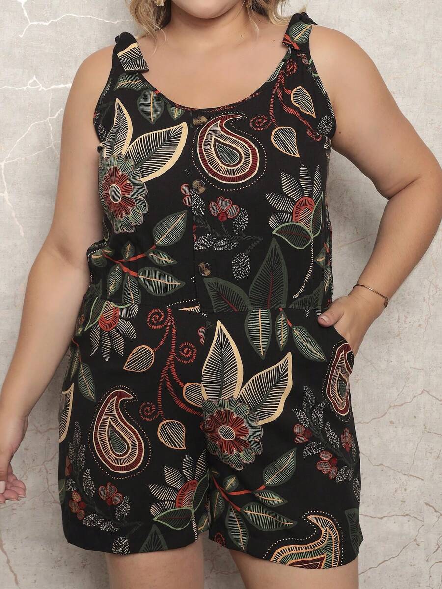 Macaquinho Plus Size Feminino Short Leve com Alças