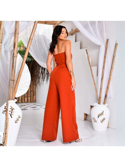 Macacão Feminino Alfaiataria Pantalona Tomara que Caia