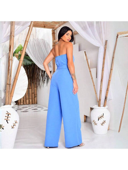 Macacão Feminino Alfaiataria Pantalona Tomara que Caia