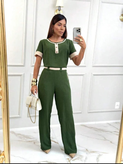 Conjunto Feminino em Tecido Duna Premium Simples Glamour