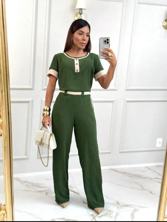 Conjunto Feminino em Tecido Duna Premium Simples Glamour