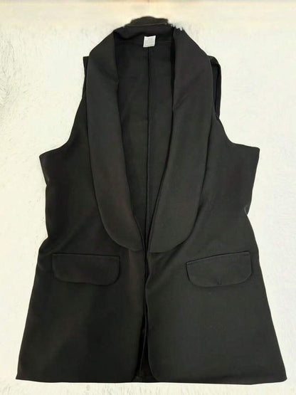 Colete Feminino Alongado Casual com Gola de Xale