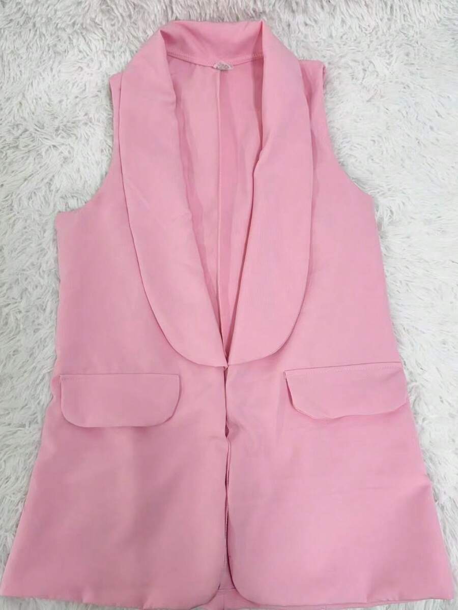 Colete Feminino Alongado Casual com Gola de Xale