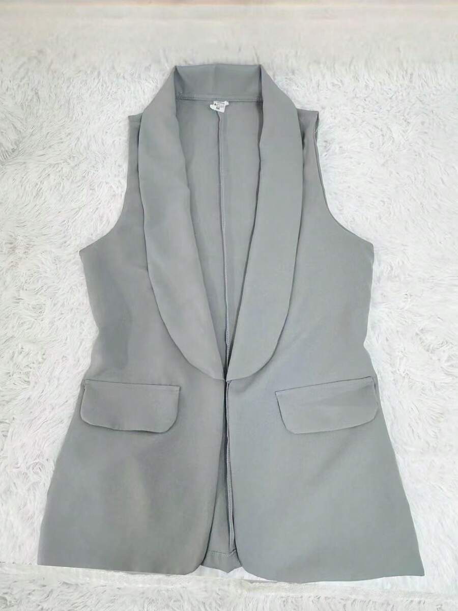 Colete Feminino Alongado Casual com Gola de Xale