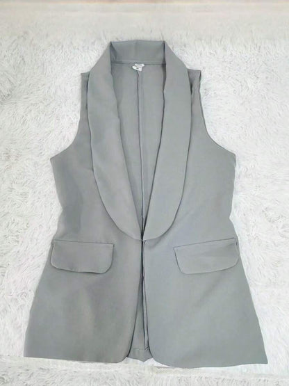 Colete Feminino Alongado Casual com Gola de Xale