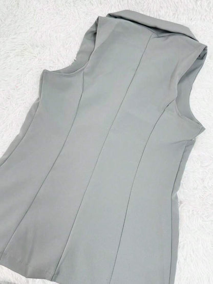 Colete Feminino Alongado Casual com Gola de Xale