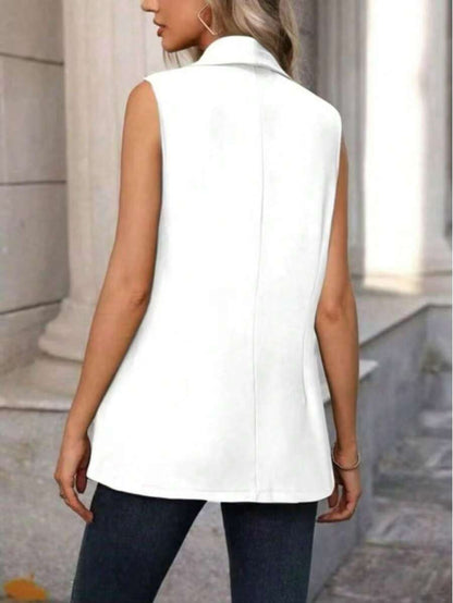 Colete Feminino Alongado Casual com Gola de Xale