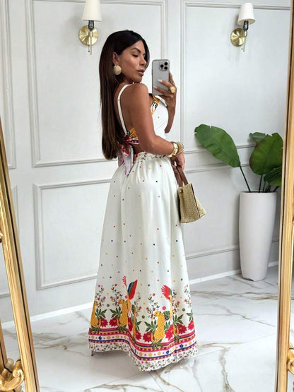 Conjunto Feminino Saia Longa Forrada com Cropped Amarração nas Costas e Bojo