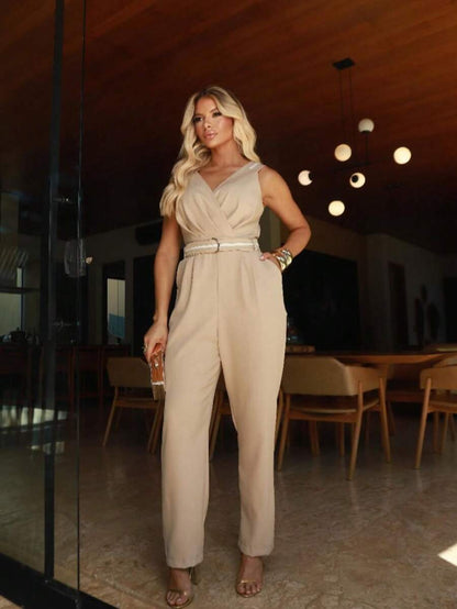 Macacão Turquesa Feminino Pantalona