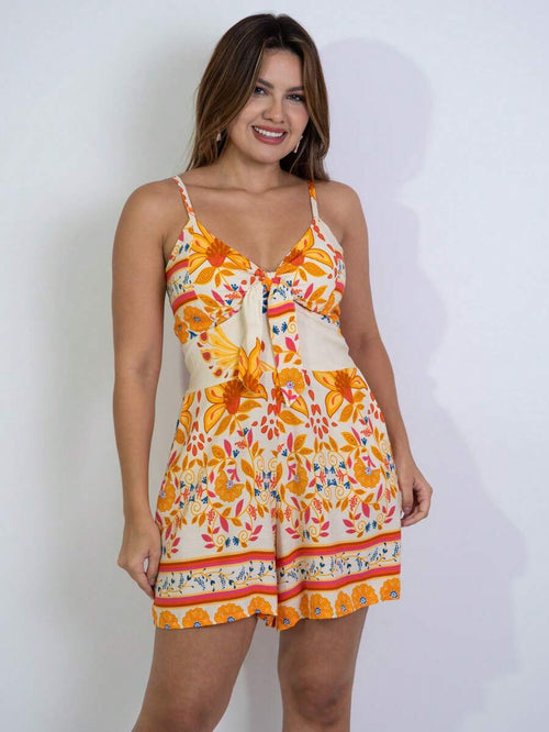 Macaquinho Feminino Estampado com Lastex