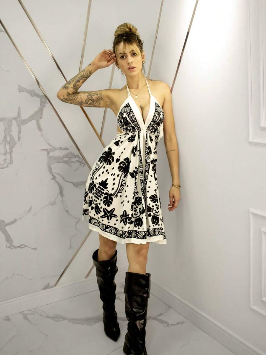 Vestido Feminino Curto Bordado Boho Costas Nua Modelo Indiano