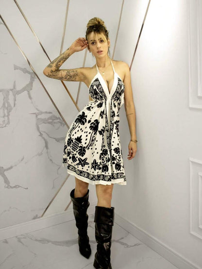 Vestido Feminino Curto Bordado Boho Costas Nua Modelo Indiano
