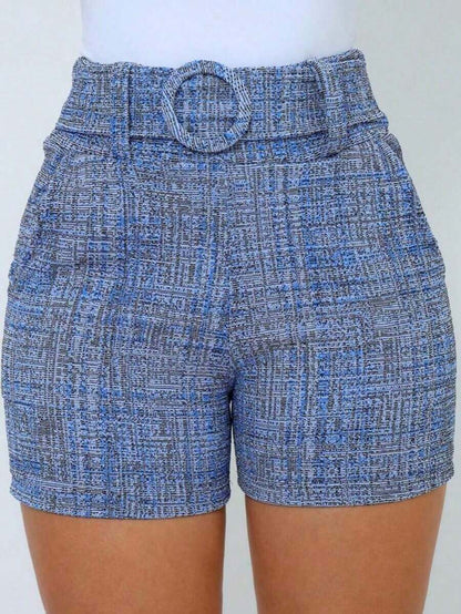 Shorts Feminino Skinny Tecido Linho com Cinto Forrado e Bolso