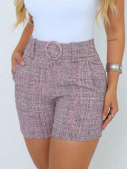Shorts Feminino Skinny Tecido Linho com Cinto Forrado e Bolso