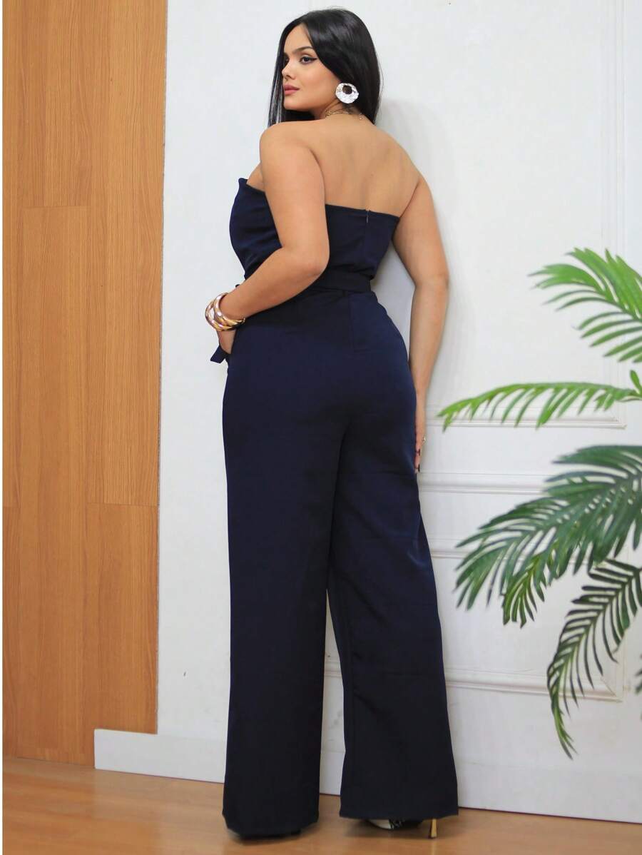 Macacão Feminino Alfaiataria Pantalona Tomara que Caia