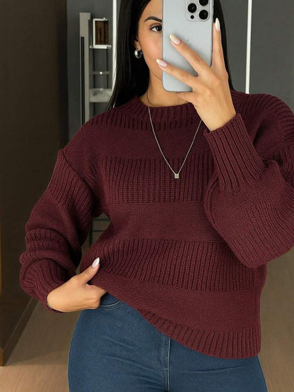 Blusa de Tricô Feminina Detalhes em Listras