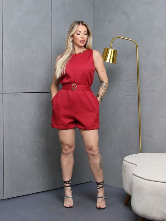 Macaquinho de Alfaiataria Feminino com Lacinho de Fivelinha