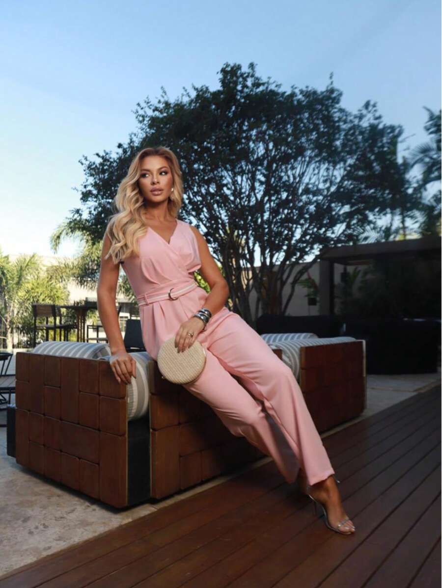 Macacão Turquesa Feminino Pantalona