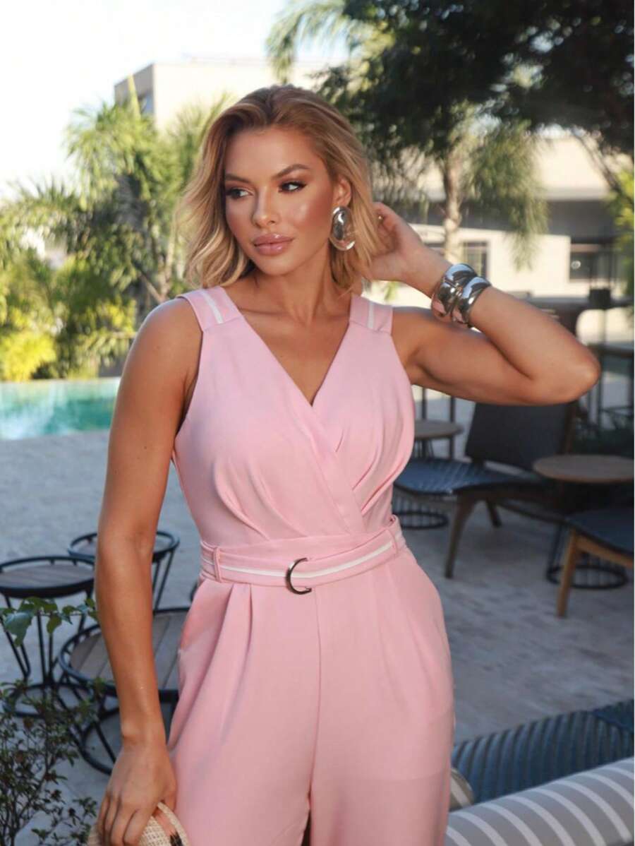 Macacão Turquesa Feminino Pantalona