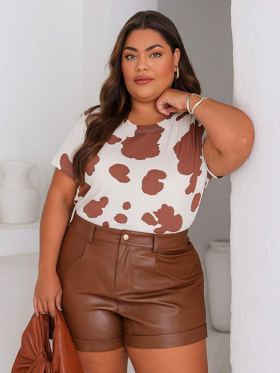 T-Shirt Plus Size Feminina Estampada