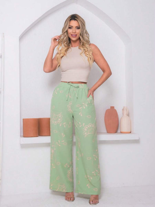 Calça Feminina Larga Estampada