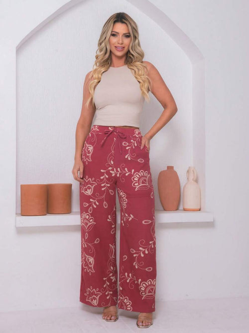 Calça Feminina Larga Estampada