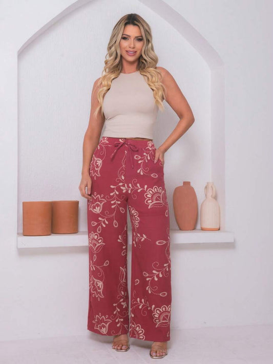 Calça Feminina Larga Estampada