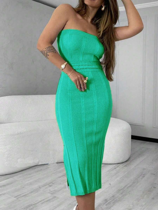 Vestido Feminino Tomara que Caia em Linha Tricô Modal