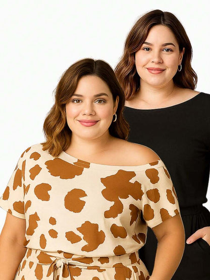 Kit 2 Blusas Femininas Plus Size Manga Curta