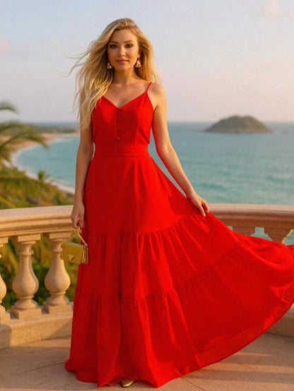 Vestido Longo Feminino 3 Marias Casual com Alças Finas e Cinto