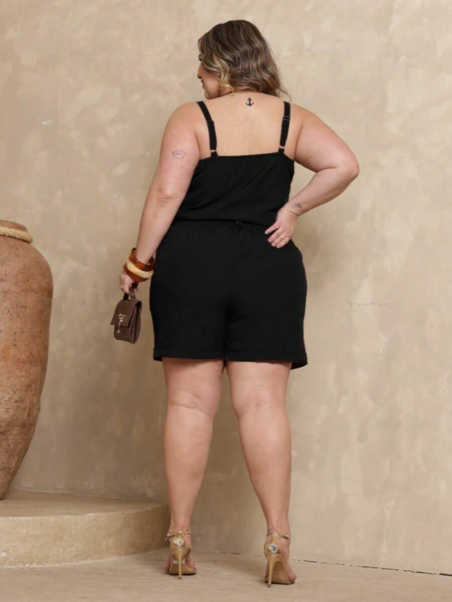 Conjunto Feminino Plus Size Regata e Short de Alfaiataria Premium