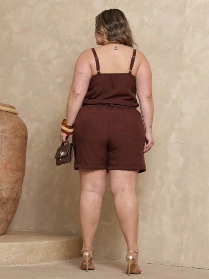 Conjunto Feminino Plus Size Regata e Short de Alfaiataria Premium