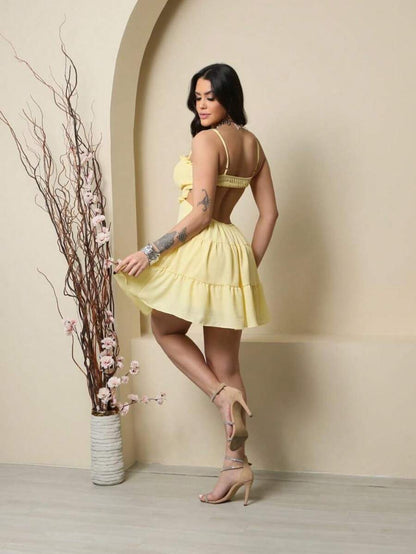 Vestido Feminino Curto Boho com Babado