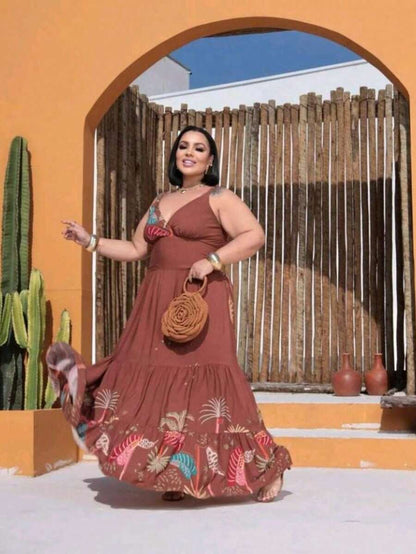 Vestido Feminino Longo Plus Size com Alça