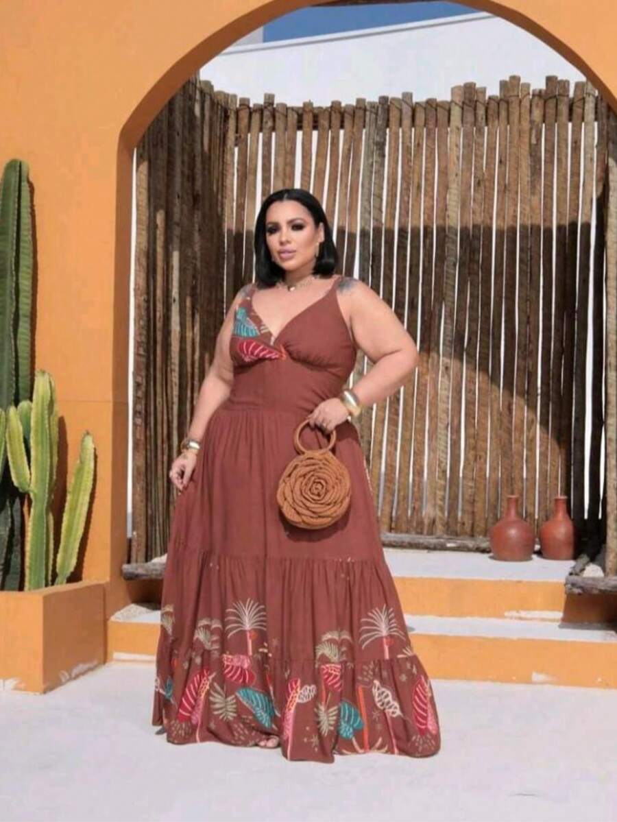 Vestido Feminino Longo Plus Size com Alça