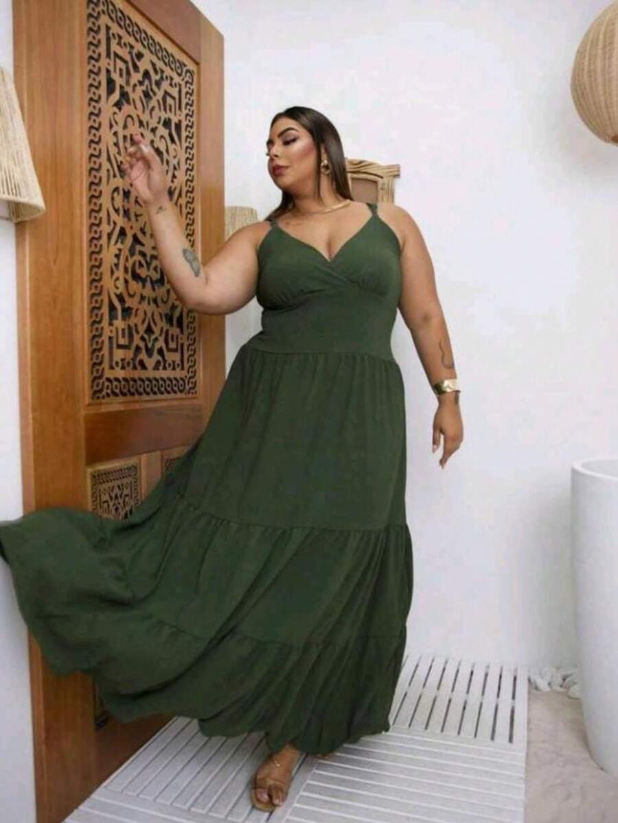 Vestido Feminino Longo Plus Size com Alça