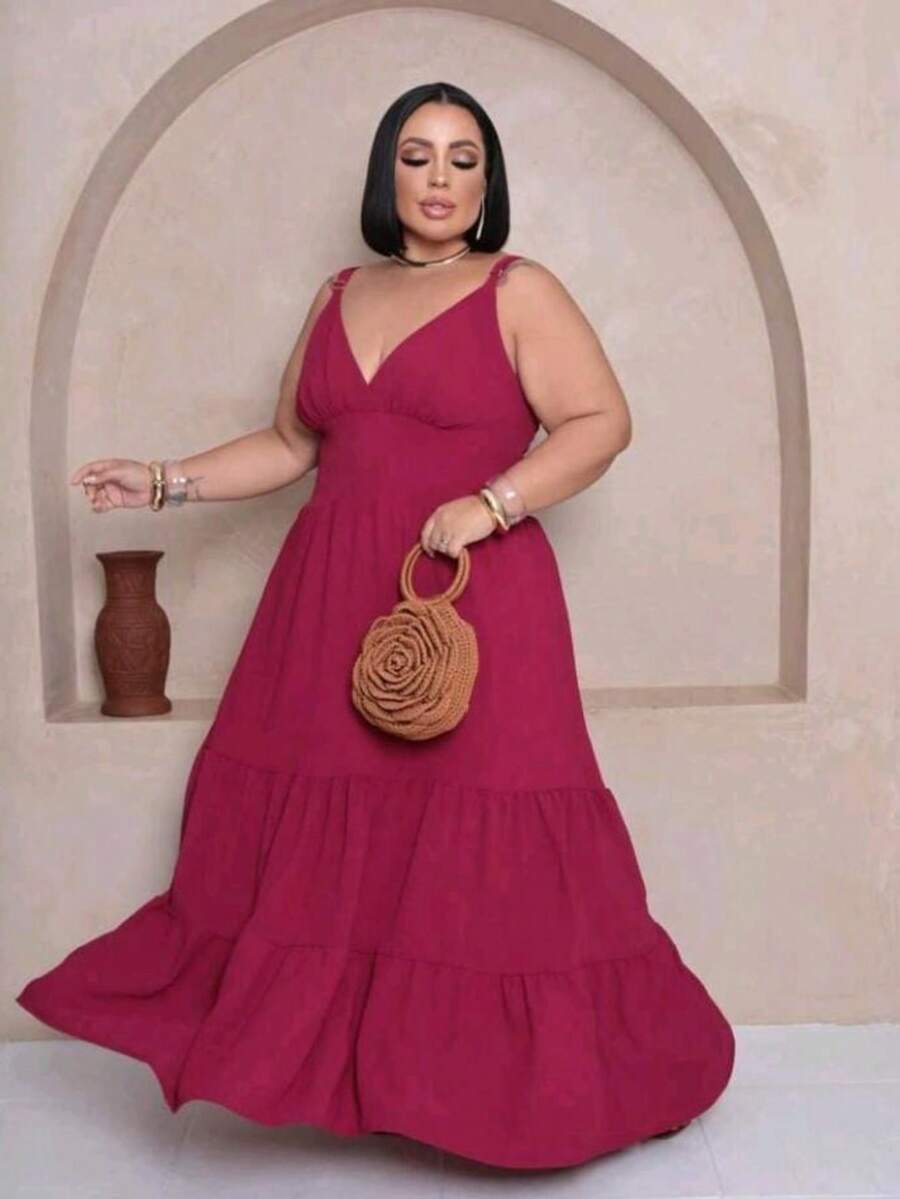 Vestido Feminino Longo Plus Size com Alça