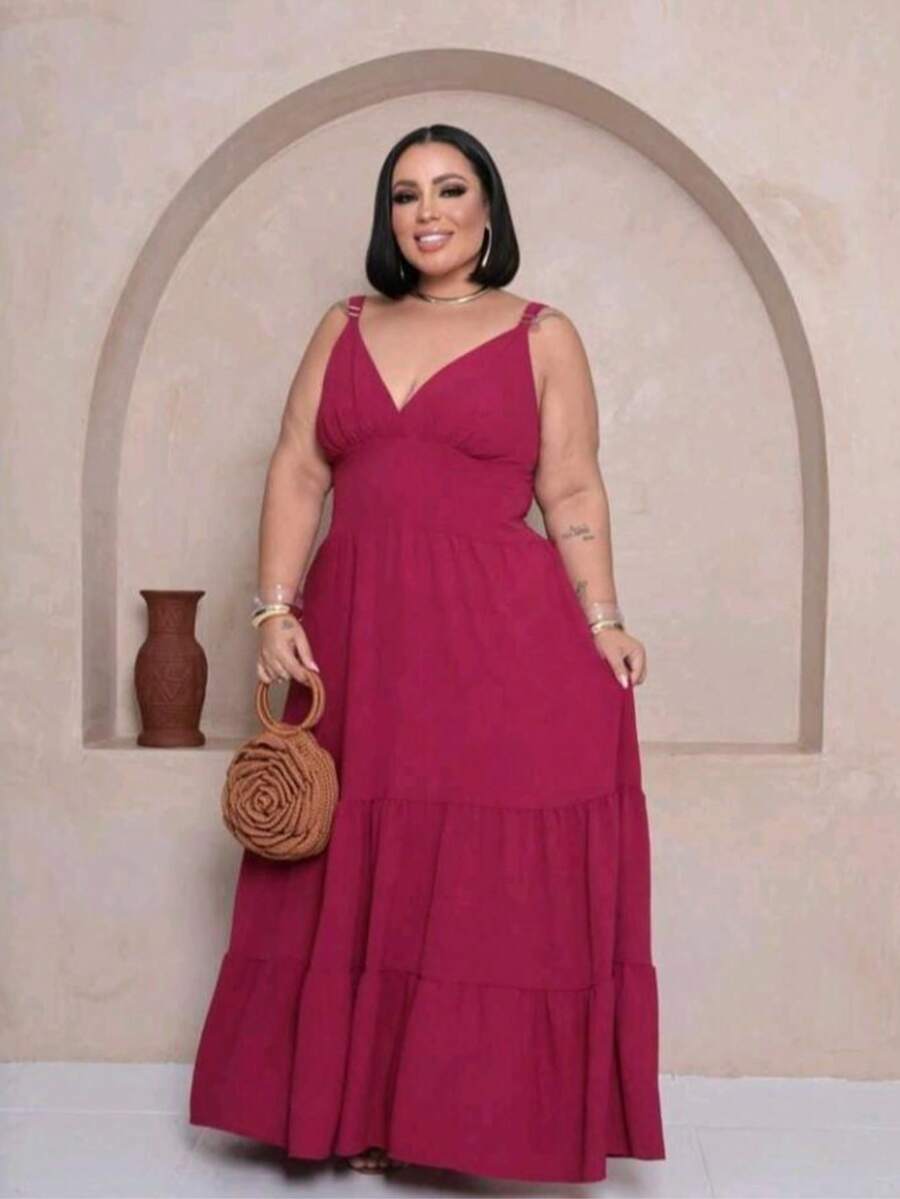 Vestido Feminino Longo Plus Size com Alça