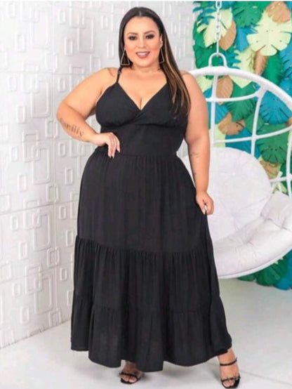 Vestido Feminino Longo Plus Size com Alça
