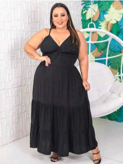 Vestido Feminino Longo Plus Size com Alça
