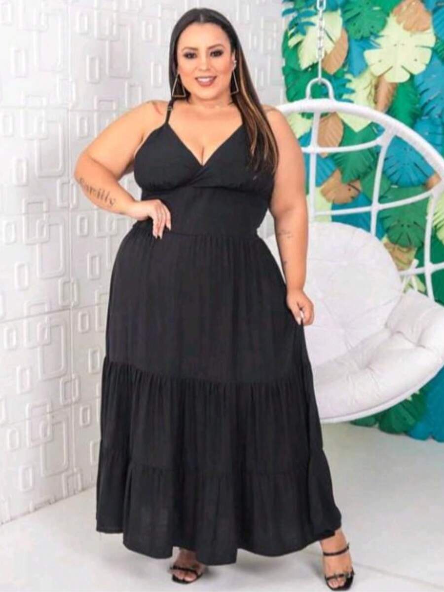 Vestido Feminino Longo Plus Size com Alça