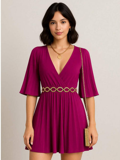 Macaquinho Plissado com Manga Flare