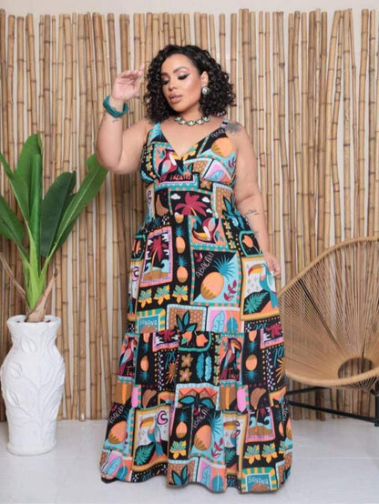 Vestido Feminino Longo Plus Size com Alça