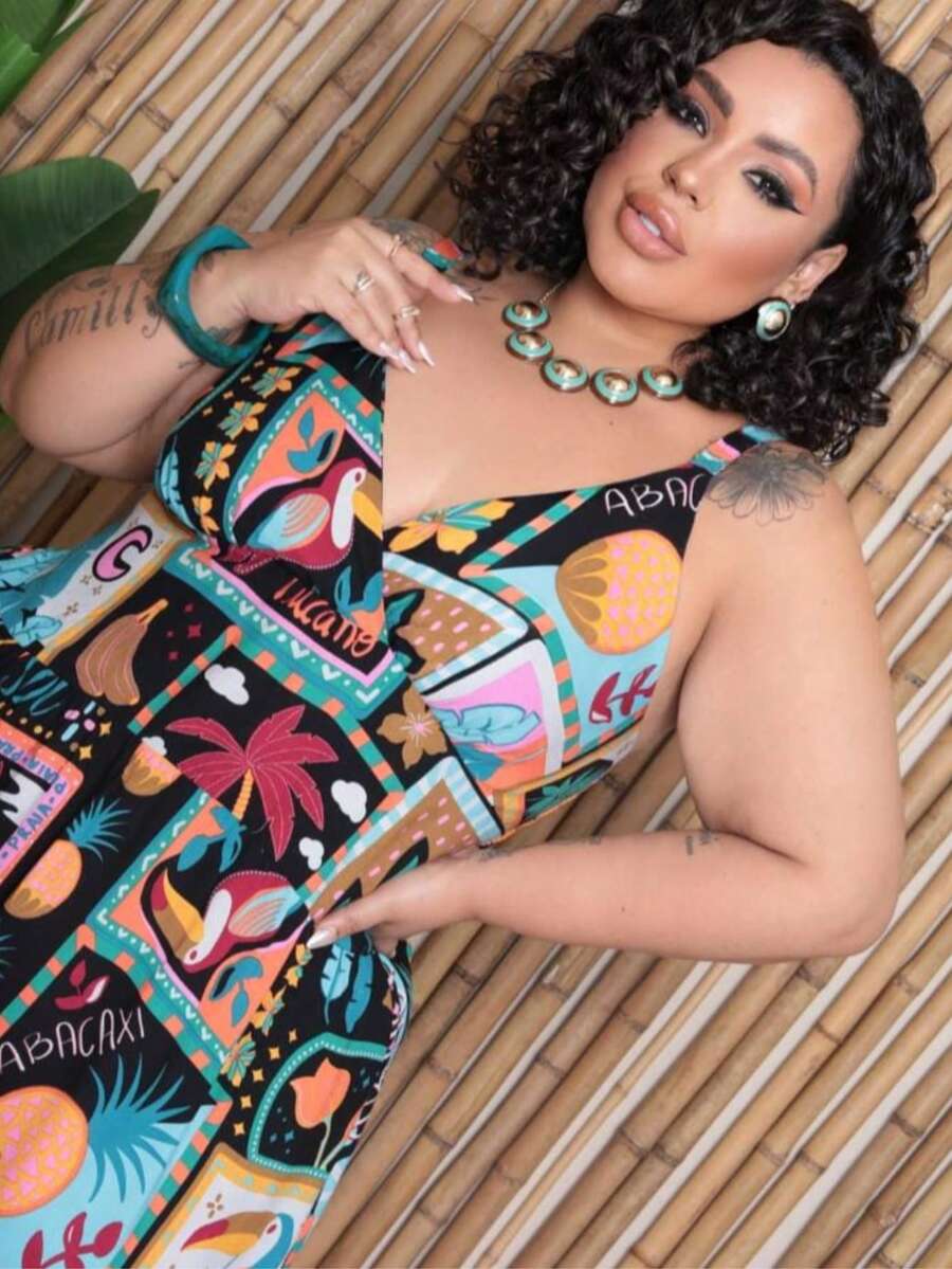 Vestido Feminino Longo Plus Size com Alça