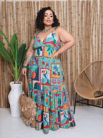 Vestido Feminino Longo Plus Size com Alça